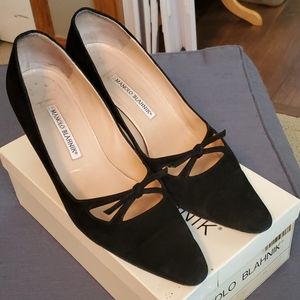 Manolo Blahnik black suede heels